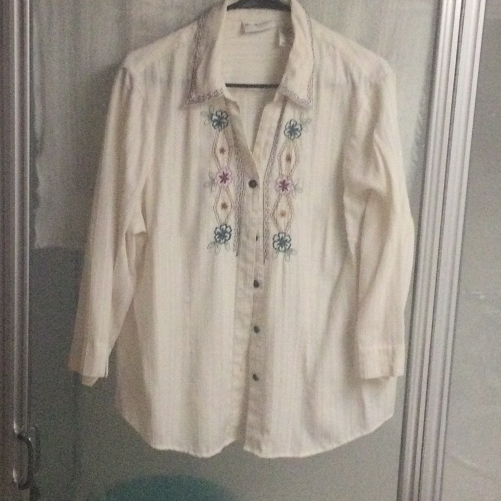 Embroidered Button-Up Shirt